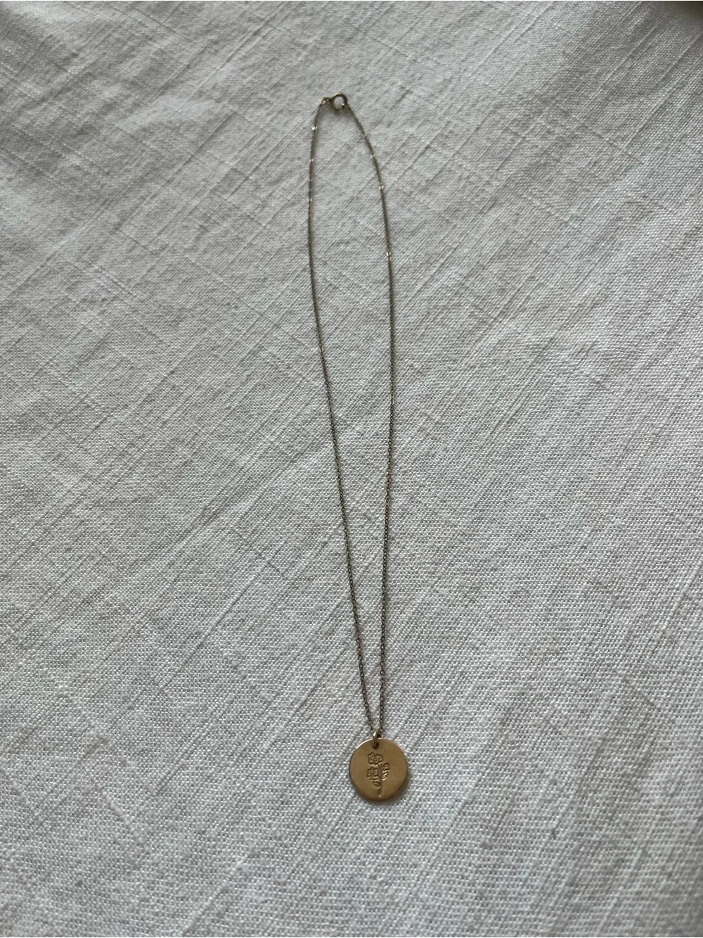 14K Gold Fill April Sweet Pea Flower Disc Necklace - 16” - Picture 5 of 6